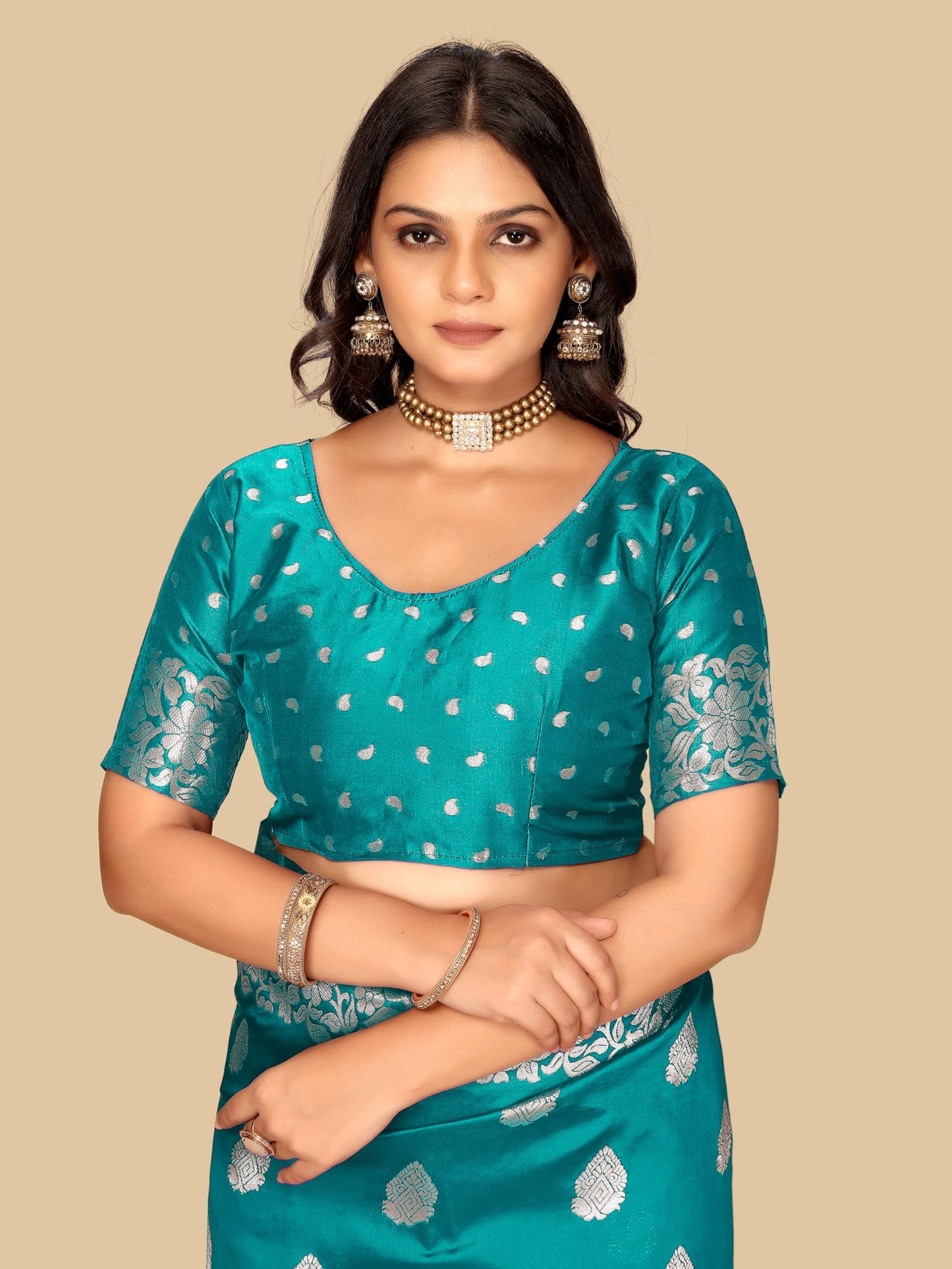 Fluit Lesvetements Women's Banarasi Silk Saree Gajari | Soft Pure Silk with Meenakari Zari Weaving | Traditional Wedding Saree with Unstitched Blouse Piece | for Festivals & Functions