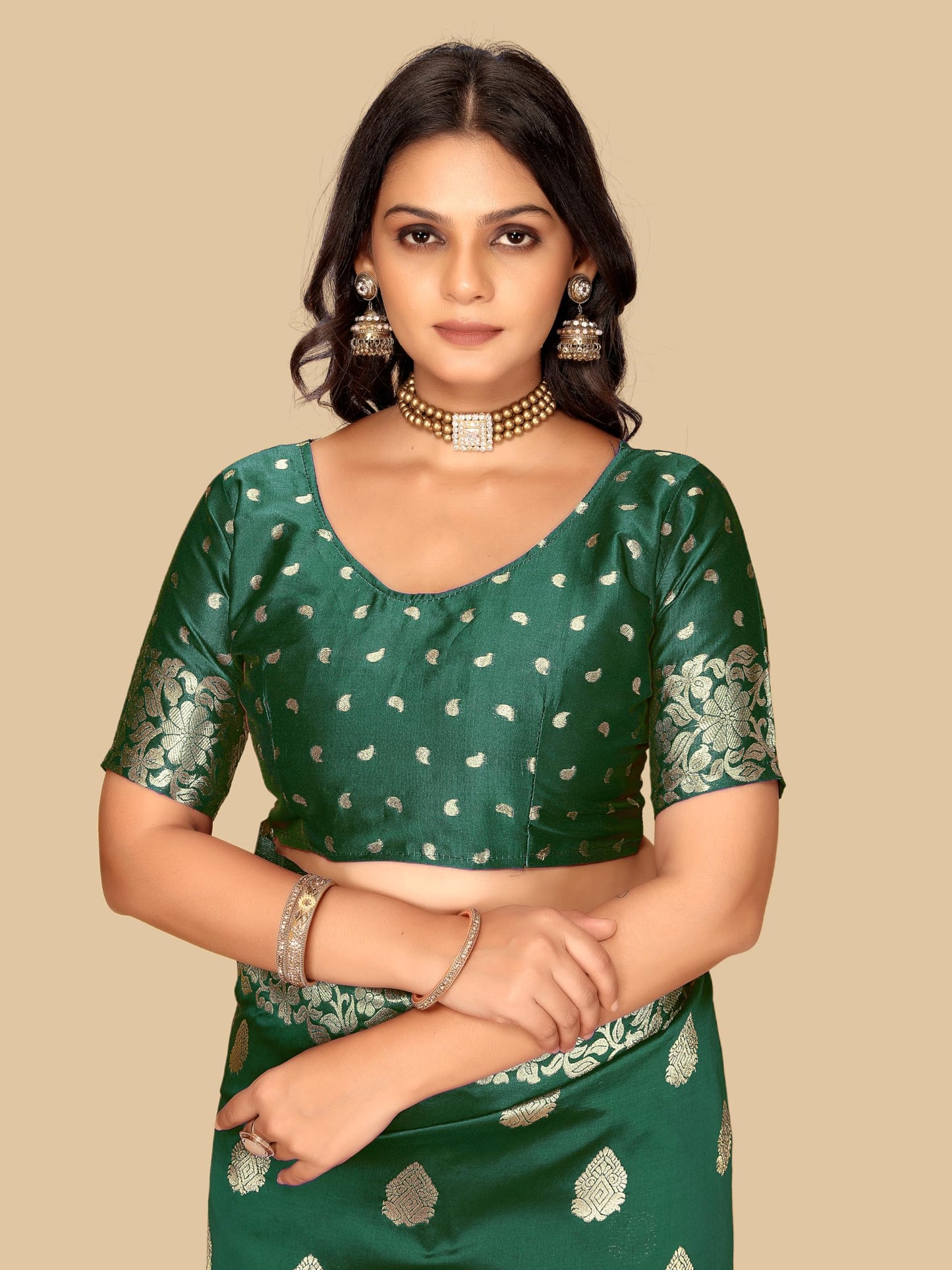 Fluit Lesvetements Women's Banarasi Silk Saree Gajari | Soft Pure Silk with Meenakari Zari Weaving | Traditional Wedding Saree with Unstitched Blouse Piece | for Festivals & Functions